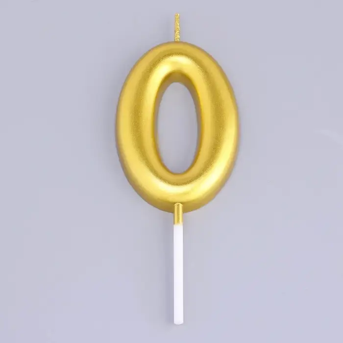 Свеча в торт &laquo;Европейская&raquo;, цифра 0, 6 см, золото