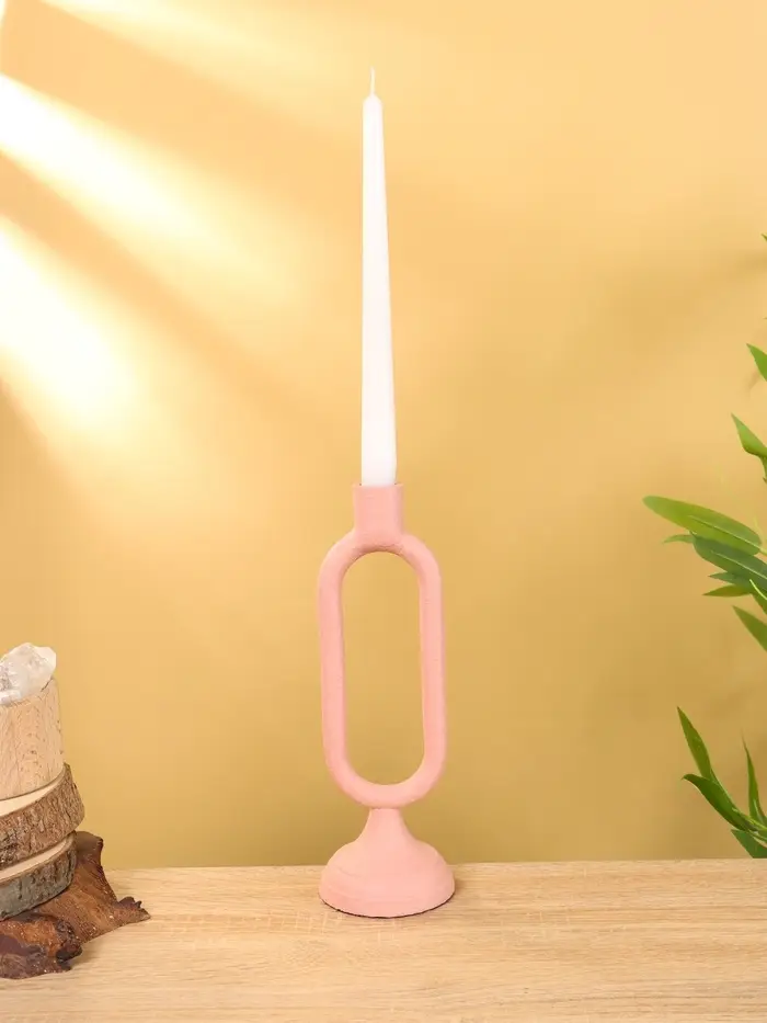 Подсвечник на 1 свечу "Пудровый" 8,5х,8,5х26 см