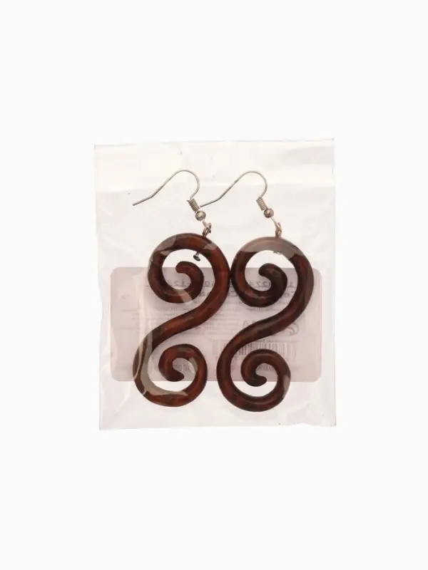 Серьги " Спираль" дерево соно
