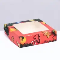 Коробка подарочная новогодняя складная с окном &laquo;Апельсин&raquo;, 15&times;15&times;4 см