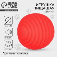 Игрушки для собак. Мячик с пищалкой &laquo;Красный&raquo;, d=5,5 см