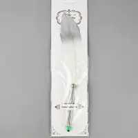 Перо белое с серебром (наконечник ручка), дл.25 см
