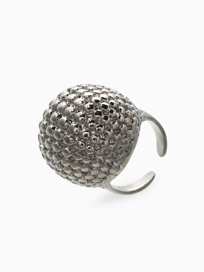 Кольцо металл "Шар сетка", цвет серебро, безразмерное