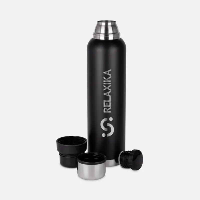 Термос Relaxika 1600 со стикерпаком, черный