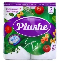 Полотенце Бумажное ПБ Plushe Super Light 2 слоя, 2 рулона.* 10 метров, белый, 12 в упаковке
