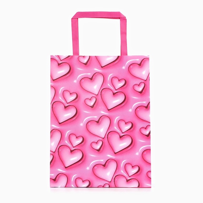 Пакет подарочный &laquo;Сердца&raquo;, 20 &times; 11 &times; 27,7 см