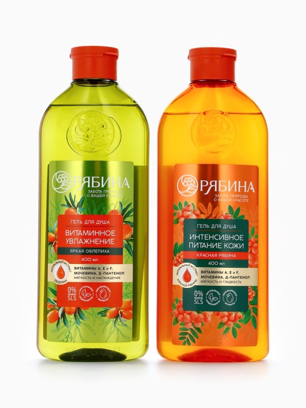 Гель для душа, витаминное увлажнение, аромат облепихи, 400 мл, Рябина
