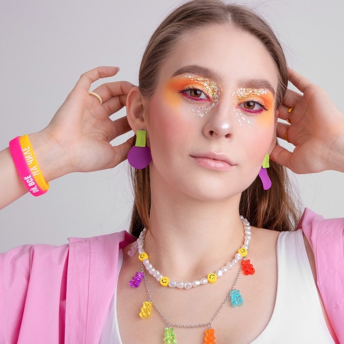 Серьги металл &laquo;Яркость&raquo; геометрия, цвет салатово-фиолетовый