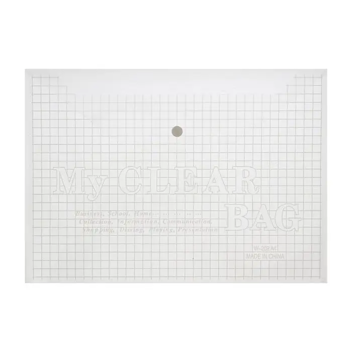 Папка-конверт на кнопке, А4, 180 мкм, Calligrata "Клетка", прозрачная