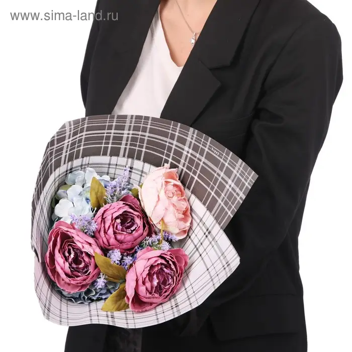 Бумага упаковочная крафт цветная двухсторонняя &laquo;Трендовая клетка&raquo;, 50 х 70 см