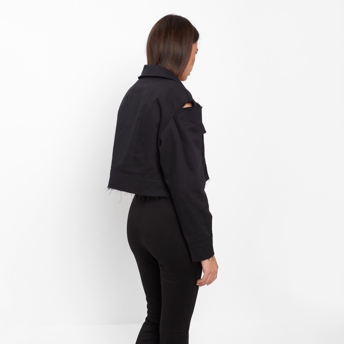 Рубашка женская укороченная с разрезами MIST: Denim р.46, черный Рубашка женская укороченная с разрезами MIST: Denim р.46, черный