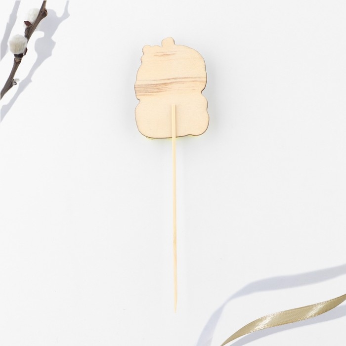 Топпер деревянный для украшения кулича &laquo;С Пасхой!&raquo;, 7,1 х 5,2 см