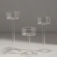 Подсвечник стекло "Моник" прозрачный d=5,4 см набор 3 шт 6,5х15 6,5х11 см 6,5х17 см