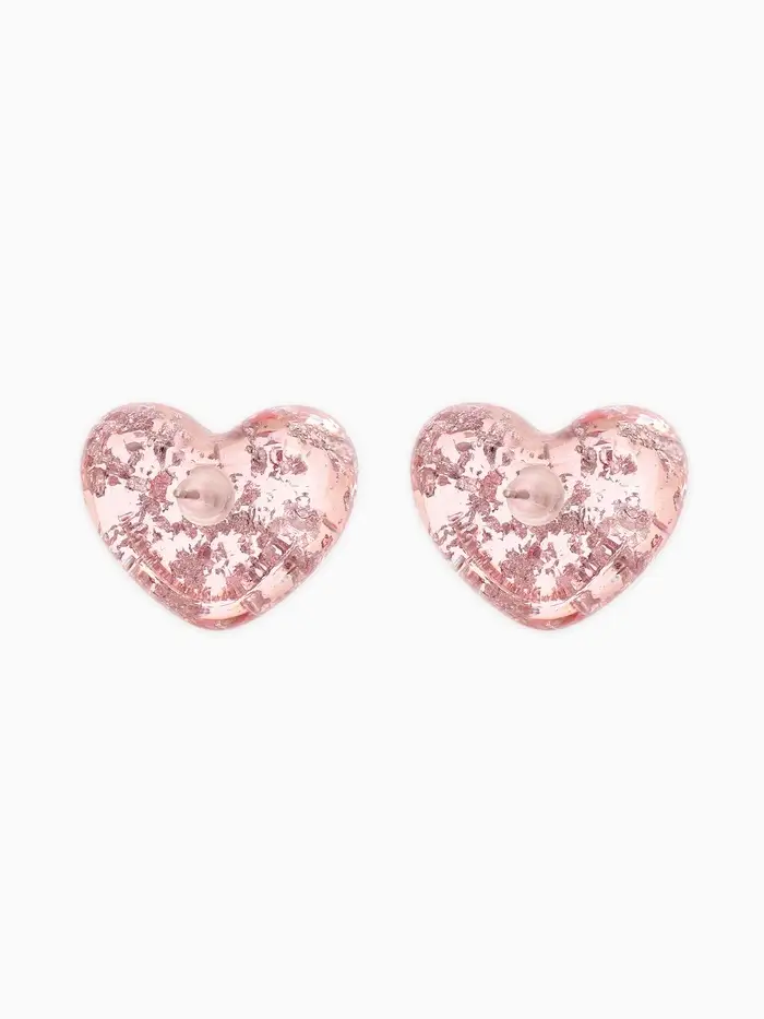 Серьги "Сердце блестка", цвет розовый с паталью серебро