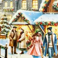 Коробка подарочная новогодняя &laquo;Рождественский город&raquo; 34&times;14&times;35.5 см