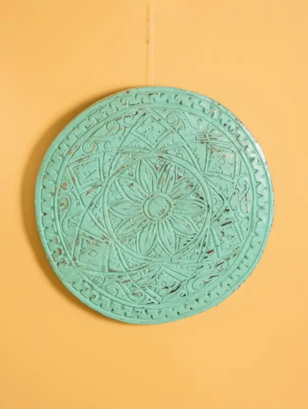 Панно " Мандала" дерево, 30х30х2 см, цв. бирюзовый