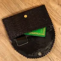 Сумка клатч плетёная из пальмового листа, 28&times;16&times;2 см, чёрная