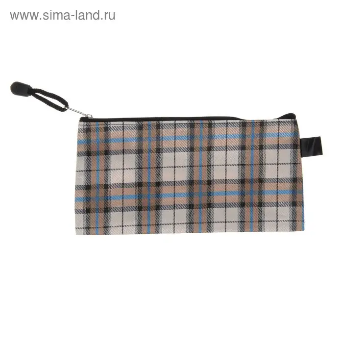 Папка-конверт "Шотландка" А65, на молнии, МИКС