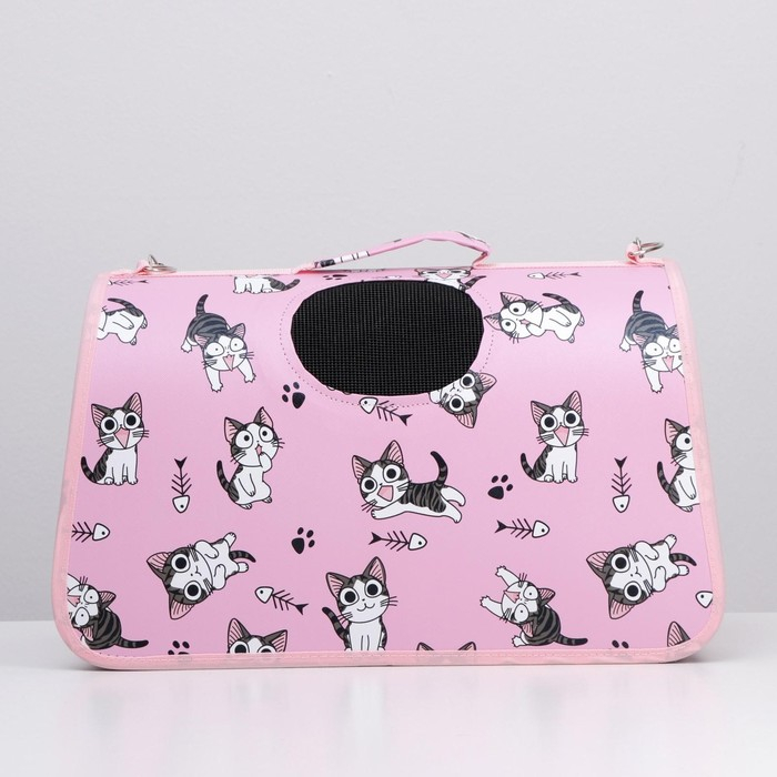 Сумка - переноска для животных Сумка - переноска для животных "Играющие котики", розовая, размер М, 40 х 21 х 27 см
