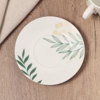 Чайная пара керамическая &laquo;Листья&raquo;, 200 мл, цвет белый