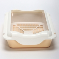 Туалет средний с бортом и сеткой 36 х 26 х 9,  см, лоток бежевый, сетка и борт белые