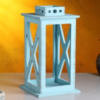 Кашпо деревянное "Фонарь. Прованс" 17х17х31 см, серо-голубой Кашпо деревянное "Фонарь. Прованс" 17х17х31 см, серо-голубой