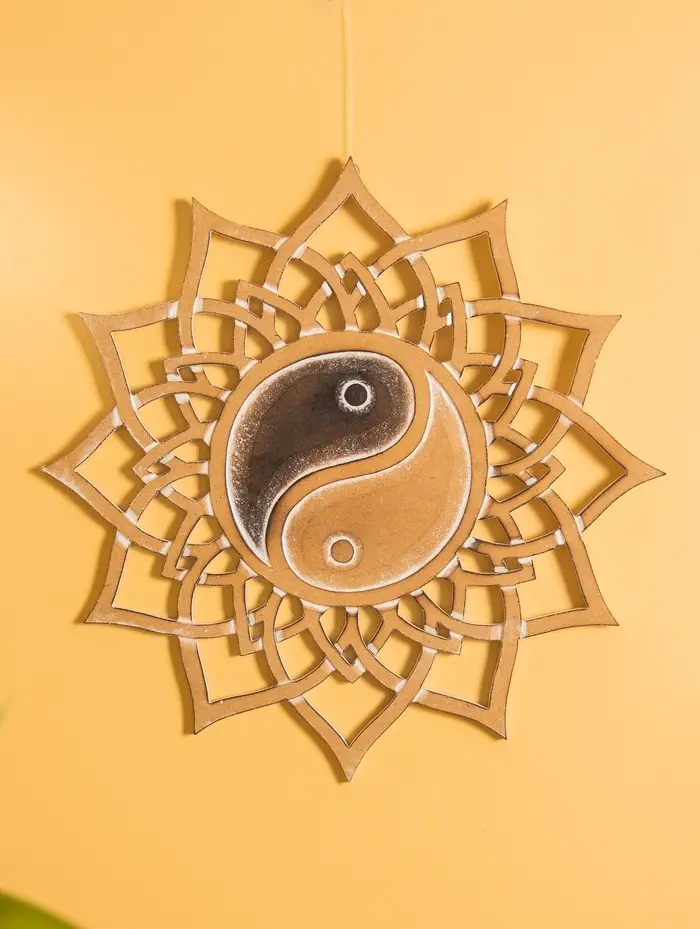 Панно "Инь Янь" МДФ, 40х40х1 см, цв. бежево-чёрный