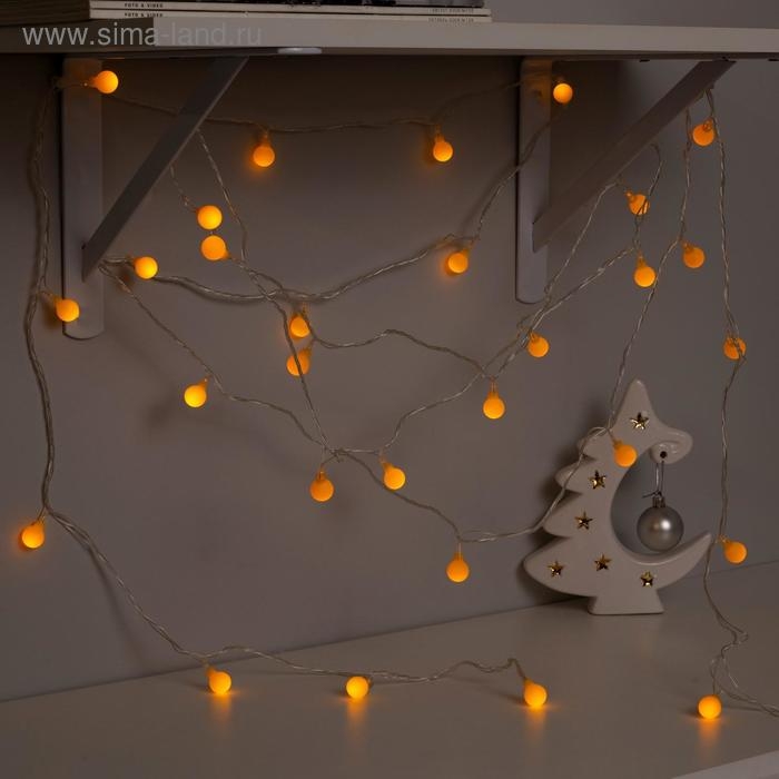 Гирлянда &laquo;Нить&raquo; 5 м с насадками &laquo;Шарики жёлтые&raquo;, IP20, прозрачная нить, 30 LED, свечение жёлтое, 8 режимов, 220 В