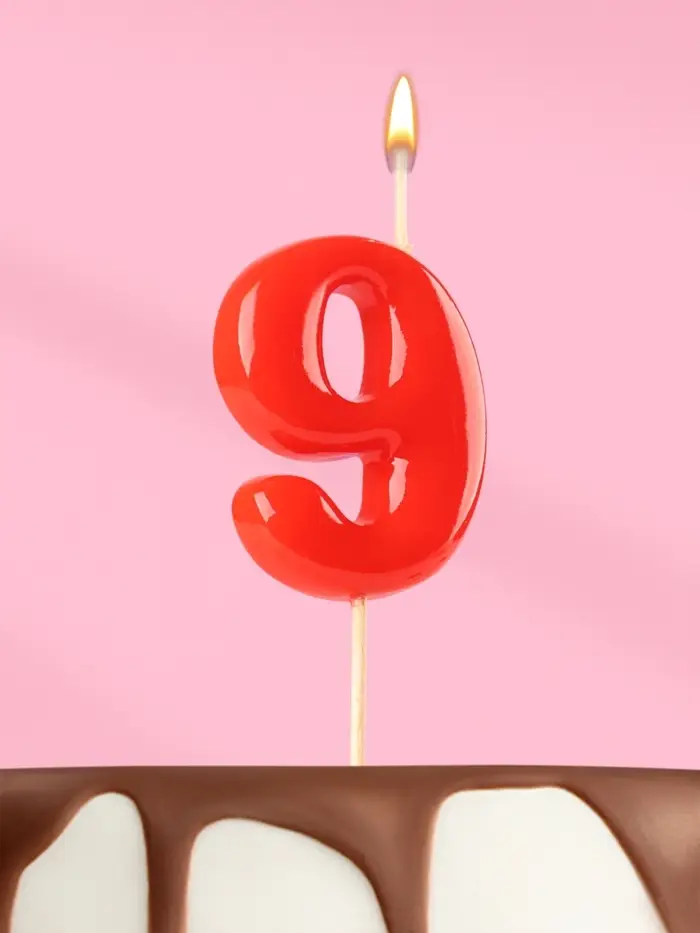 Свеча в торт &laquo;Красная&raquo;, цифра 9
