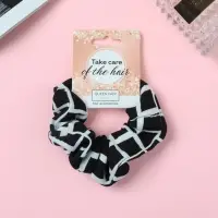 Резинка для волос "Орбита" крупная клетка, 9 см, чёрно-молочный