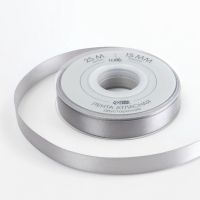 Лента атласная двухсторонняя №837 15мм*25&plusmn;1м серебряный TR