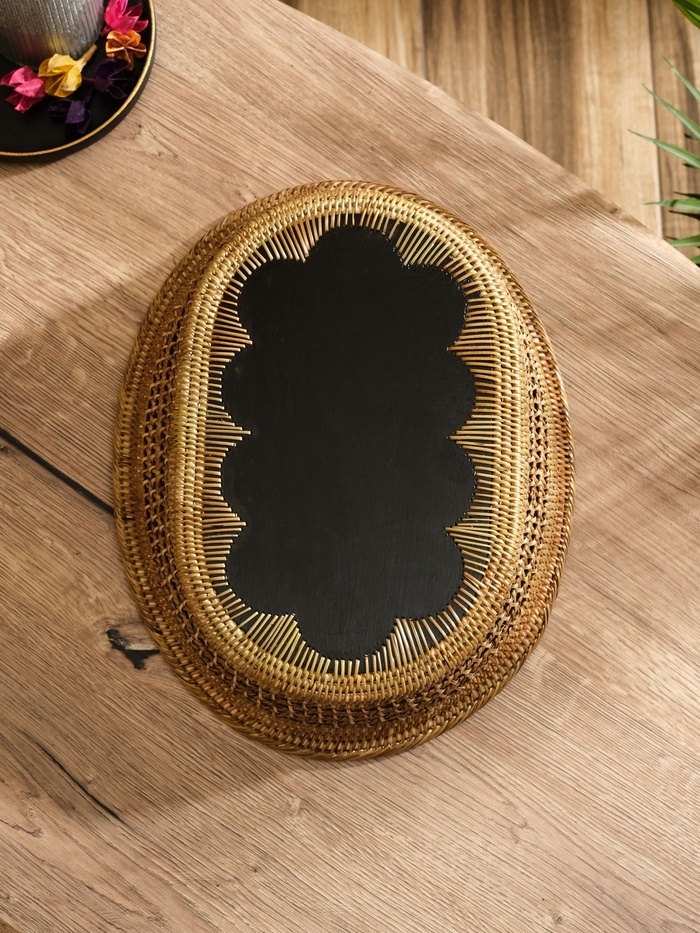 Корзинка плетеная ротанг "Цветы 2", 34х26х7 см, МИКС