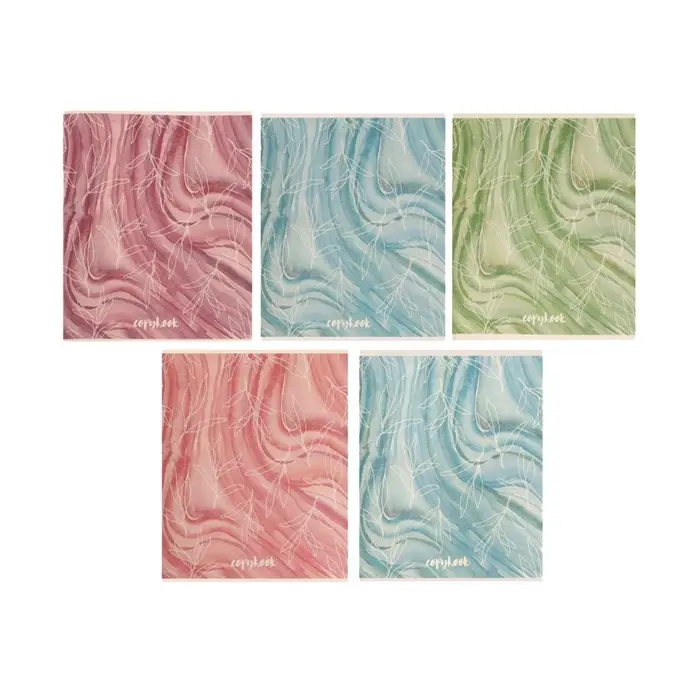 Тетрадь 48 листов в клетку Calligrata &laquo;Листья&raquo;, обложка мелованная бумага, серые листы, МИКС