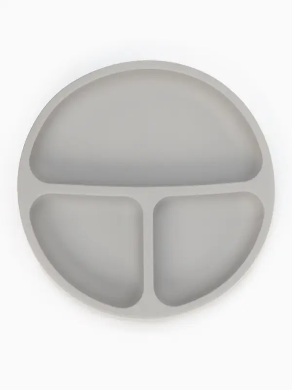 Тарелка детская секционная с ложкой и вилкой, 3 секции, серый, Mum&Baby