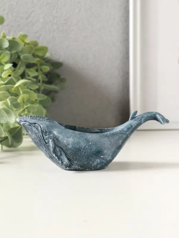 Подставка для мелочей "Кит" 6х14х5 см, гипс, серо-голубой