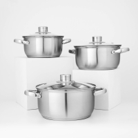 Набор кастрюль из нержавеющей стали Доляна &laquo;Гретте&raquo;, 3 предмета: 1,6 л, 2,3 л, 3,2 л, крышки