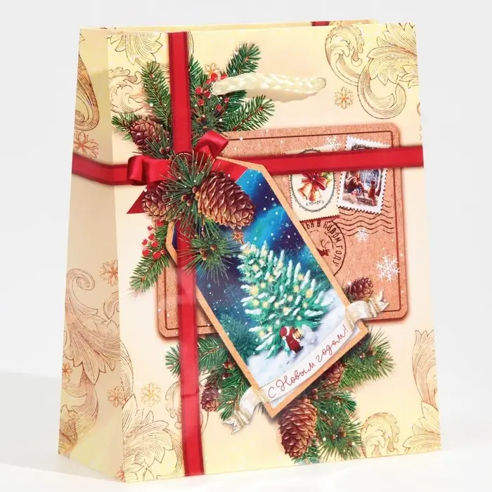Пакет подарочный новогодний ламинированный &laquo;С Новым годом!&raquo;, S 11.5 х 14.5 х 5.5 см