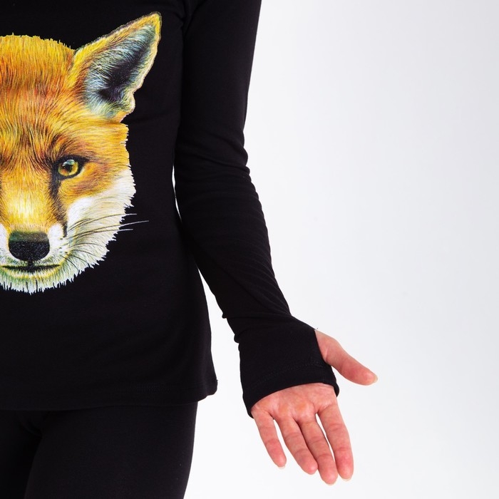 Термобельё женское (джемпер, леггинсы) принт лиса, цвет чёрный, размер 42 Термобельё женское (джемпер, леггинсы) принт лиса, цвет чёрный, размер 42