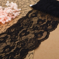 Кружево капроновое, 130 мм &times; 3 &plusmn; 0,5 м, цвет чёрный