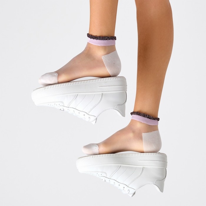 Носки женские стеклянные MINAKU цвет лиловый/белый, размер 36-37 (23 см)