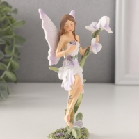 Сувенир полистоун "Девушка-фея в сиреневом платье на цветке" 7,5х6х14 см