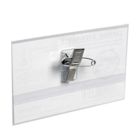 Набор из 50 штук, бейдж - карман горизонтальный (внешний 88 х 55мм), внутренний 88 х 53мм, 30мкр, с зажимом + булавка