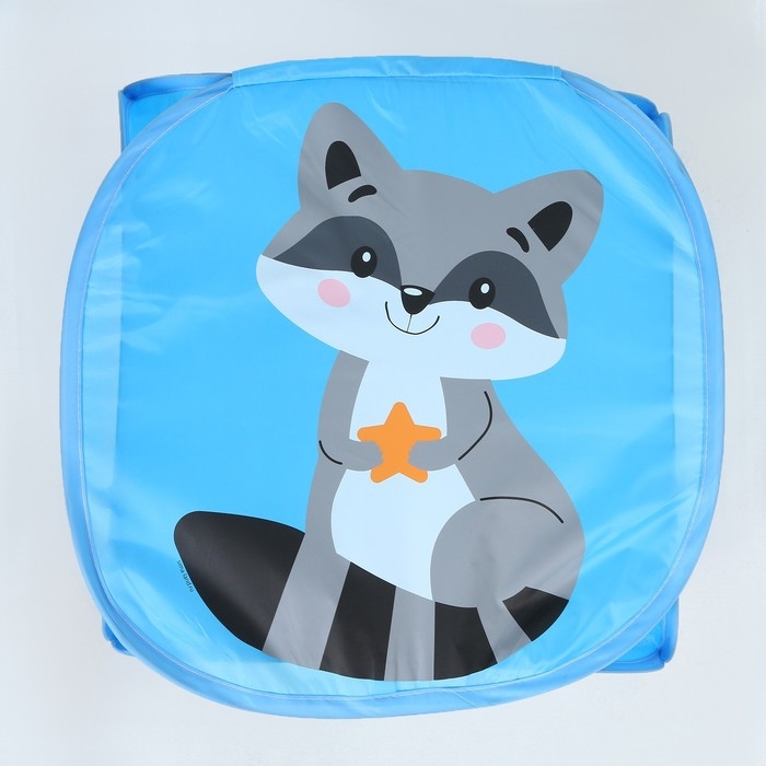 Корзина для хранения игрушек &laquo;Енотик&raquo; с крышкой, 45 х 45 х 43 см, синяя