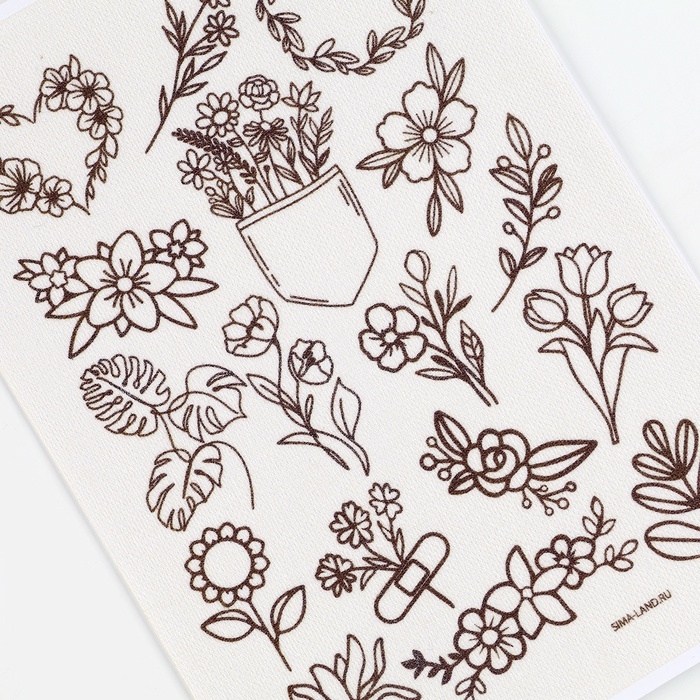 Водорастворимый стикер для вышивания &laquo;Цветочки&raquo;, 15 х 21 см