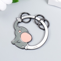 Брелок-ключница металл "Слонёнок пускает фонтан" 4,5х4,4 см