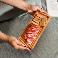 Доска разделочная для подачи и сервировки с менажницей Adelica, 28&times;10&times;1,8 см, берёза