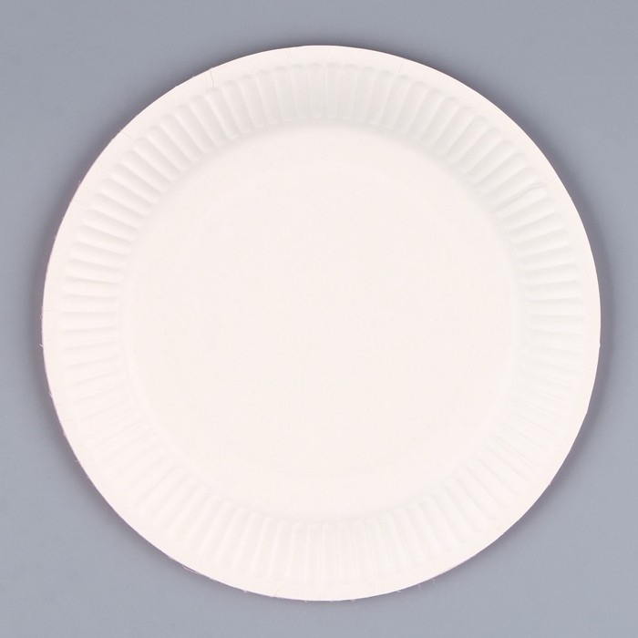 Тарелка одноразовая бумажная однотонная, голубой цвет 18 см, набор 10 штук