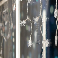 Гирлянда &laquo;Бахрома&raquo; 1.8 &times; 0.5 м с насадками &laquo;Снежинки&raquo;, IP20, прозрачная нить, 48 LED, свечение мульти (RG/RB), мигание, 220 В