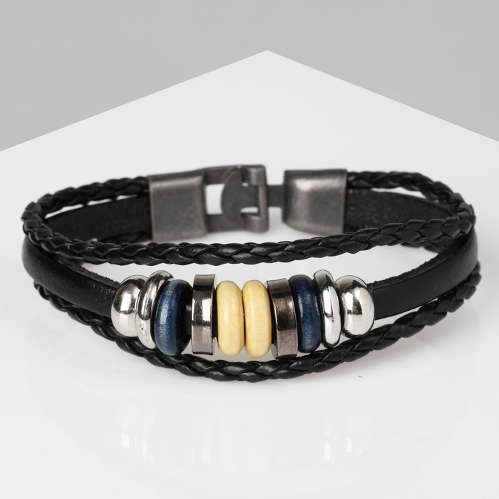 Браслет унисекс &laquo;Стиль&raquo; диски, цвет чёрный с серым металлом, 21,5 см