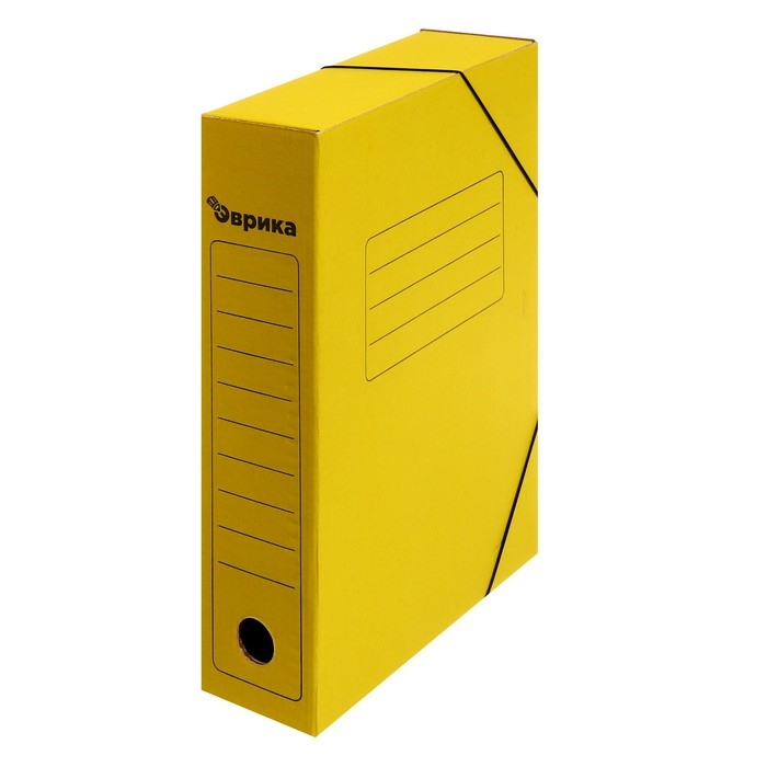 Папка архивная на резинках Calligrata, микрогофрокартон, 75 мм, до 700 л, жёлтый